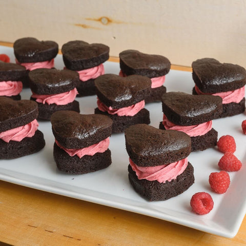 Party Safe Valentine's Day Heart Shaped Raspberry Chocolate Whoopie Pies