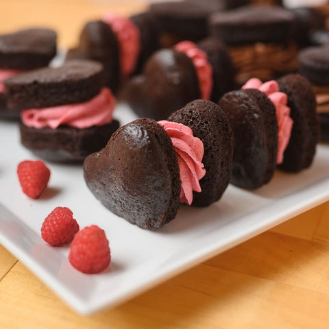 Party Safe Valentine's Day Heart Shaped Raspberry and Chocolate Whoopie Pie Sampler